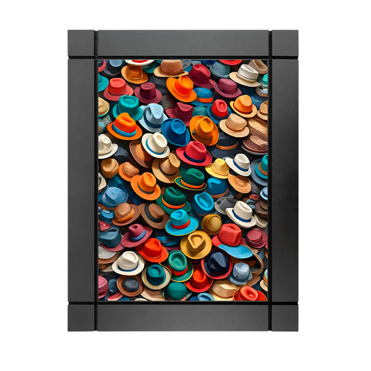 CUADRO DECORATIVO DE MADERA ARTE SOMBREROS COLORES