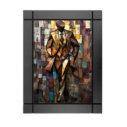 CUADRO DECORATIVO DE MADERA ARTE HOMBRE ELEGANTE TRAJE