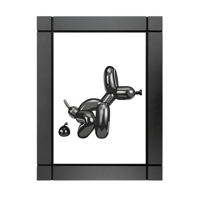 CUADRO DECORATIVO DE MADERA PERRO DE GLOBO NEGRO BAÑO