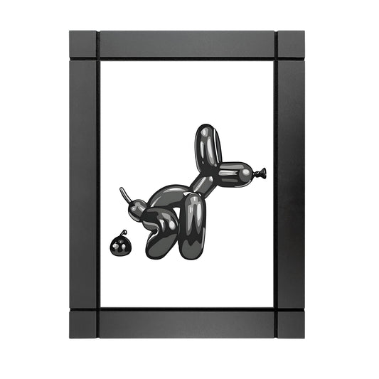 CUADRO DECORATIVO DE MADERA PERRO DE GLOBO NEGRO BAÑO