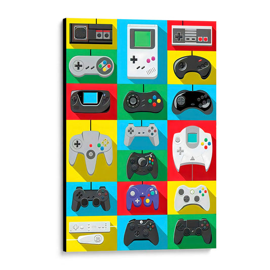 CUADRO DE MADERA SIN MARCO GAMER CONTROLES RETRO