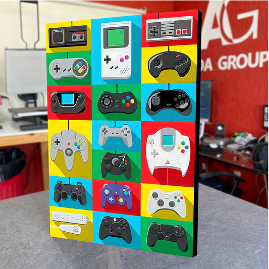 CUADRO DE MADERA SIN MARCO GAMER CONTROLES RETRO