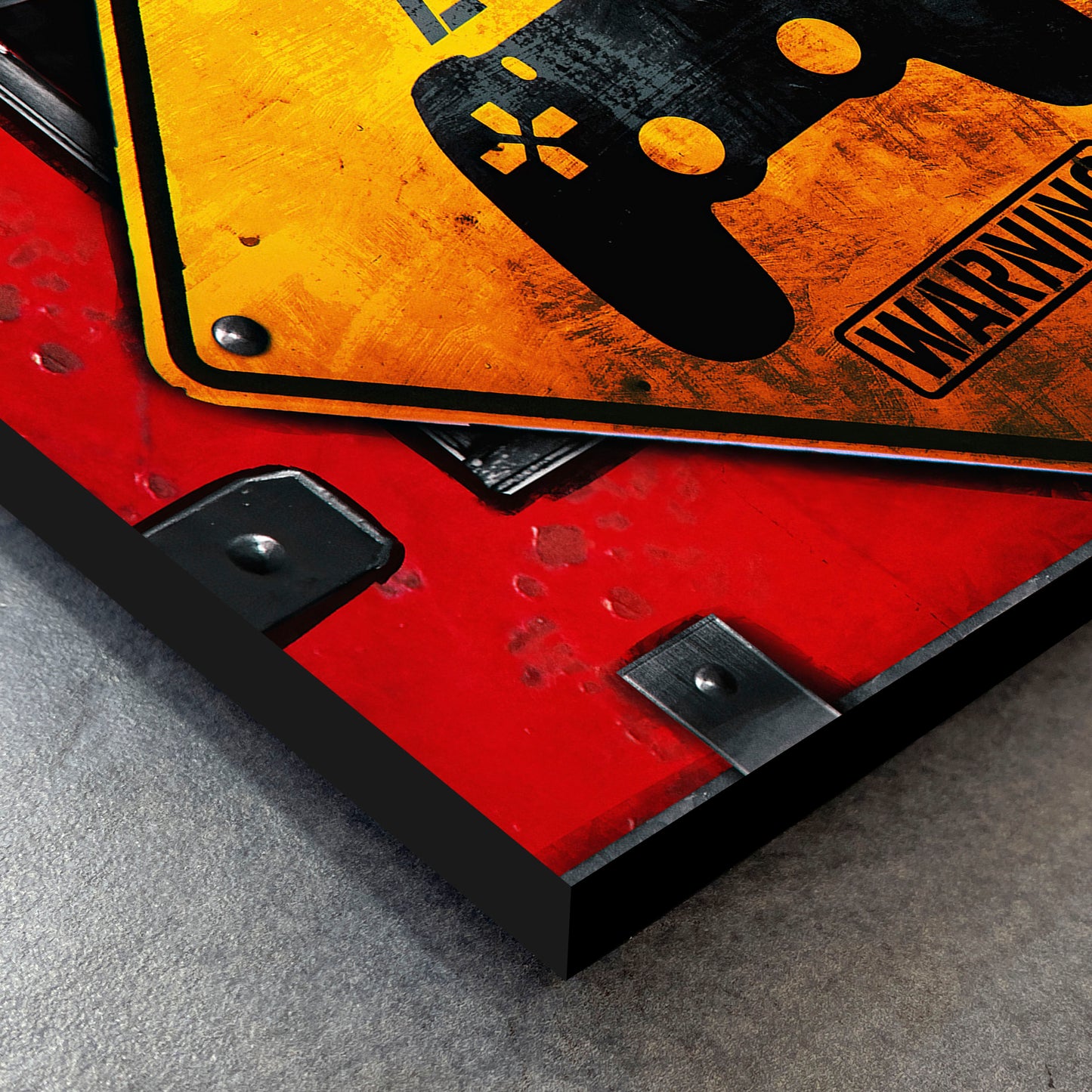 CUADRO DE MADERA SIN MARCO GAMER ZONE WARNING ROJO