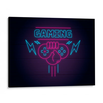 CUADRO DE MADERA SIN MARCO GAMING LETRERO TIPO NEON