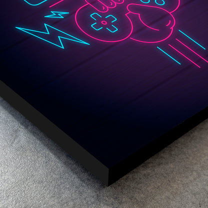 CUADRO DE MADERA SIN MARCO GAMING LETRERO TIPO NEON