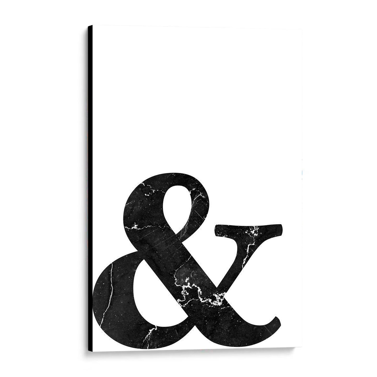 CUADRO DE MADERA SIN MARCO AMPERSAND TIPOGRAFIA MARMOL NEGRO