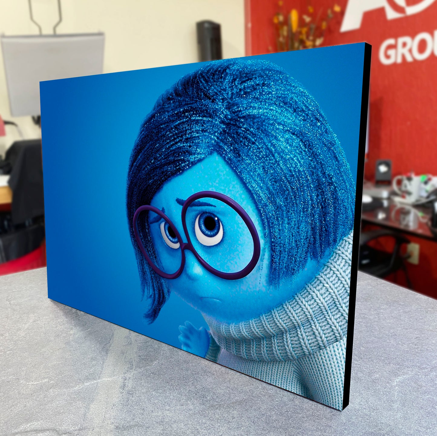 CUADRO DE MADERA SIN MARCO TRISTEZA DE INTENSAMENTE AZUL