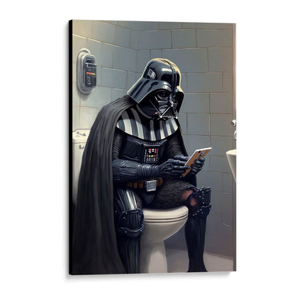 CUADRO DE MADERA SIN MARCO DART VADER EN EL BAÑO