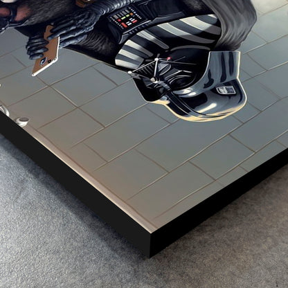 CUADRO DE MADERA SIN MARCO DART VADER EN EL BAÑO