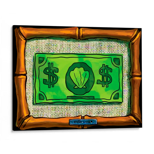 CUADRO DE MADERA SIN MARCO PRIMER DOLAR DE DON CANGREJO