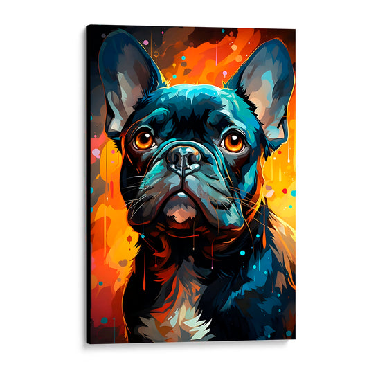 CUADRO DE MADERA SIN MARCO PINTURA COLORES BULLDOG FRANCES