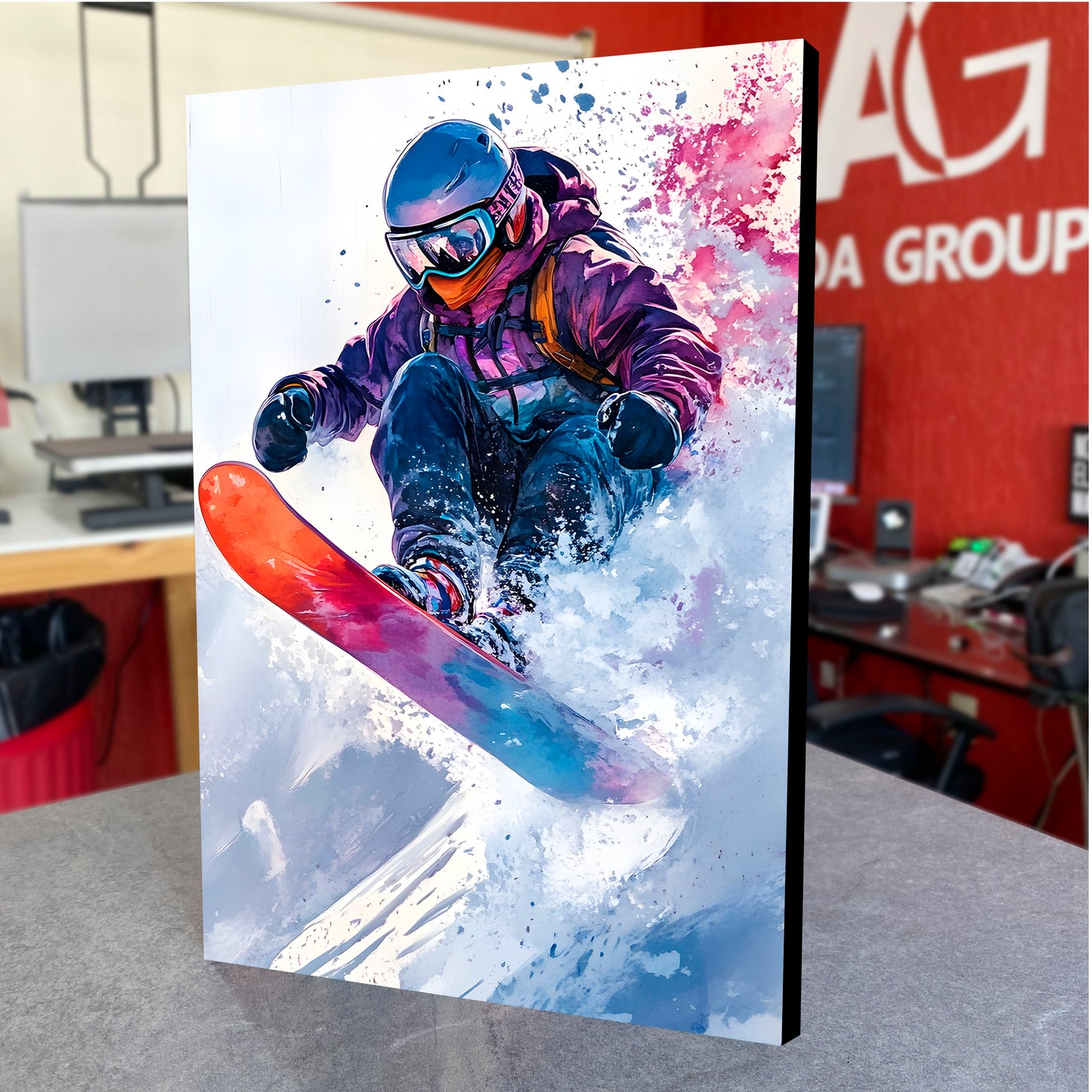 CUADRO DE MADERA SIN MARCO ARTE SNOW BOARD NIEVE COLORES
