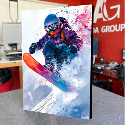 CUADRO DE MADERA SIN MARCO ARTE SNOW BOARD NIEVE COLORES
