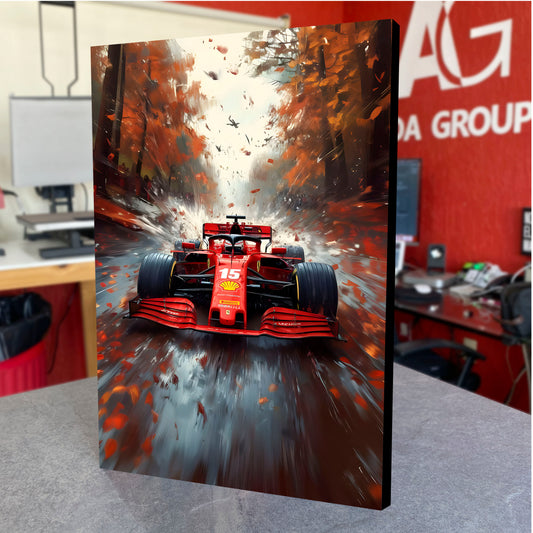 CUADRO DE MADERA SIN MARCO AUTO FORMULA OTOÑO VELOCIDAD