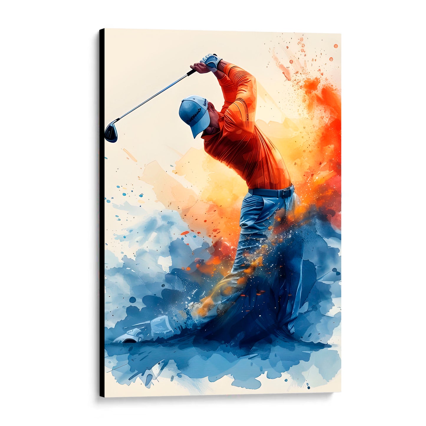 CUADRO DE MADERA SIN MARCO GOLFISTA GOLF TIPO ACUARELA