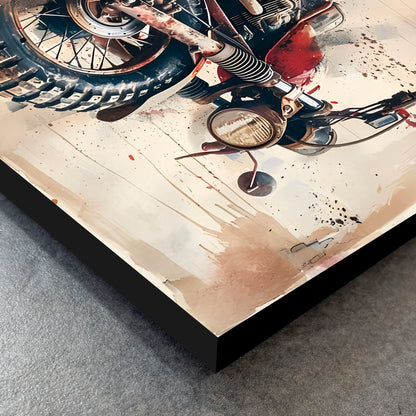 CUADRO DE MADERA SIN MARCO MOTOCICLETA CROSS RETRO ROJA