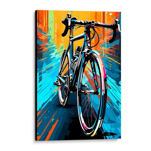 CUADRO DE MADERA SIN MARCO DUBUJO BICICLETA RUTA COLORES