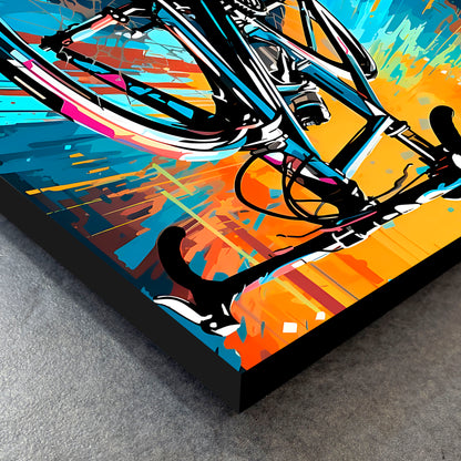 CUADRO DE MADERA SIN MARCO DUBUJO BICICLETA RUTA COLORES