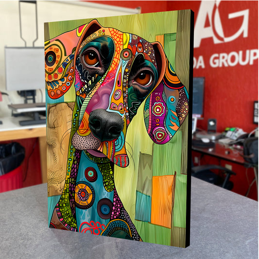 CUADRO DE MADERA SIN MARCO PERRO GRAN DANES POP ART COLORES