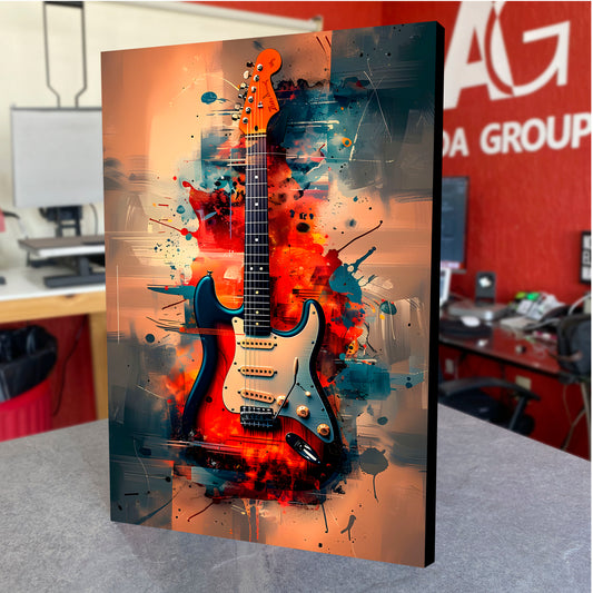 CUADRO DE MADERA SIN MARCO GUITARRA ELECTRICA ARTE PINTURA