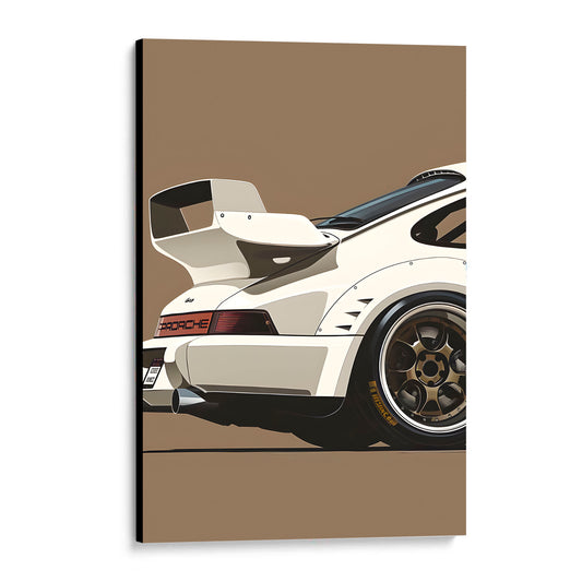 CUADRO DE MADERA SIN MARCO 911 RWB AUTO DEPORTIVO BLANCO