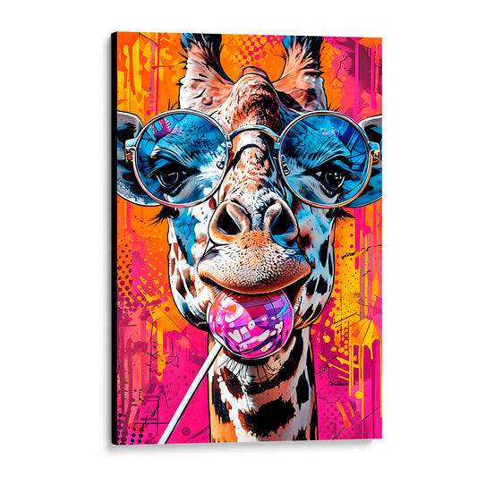 CUADRO DE MADERA SIN MARCO JIRAFA PALETA COLORES ARTE
