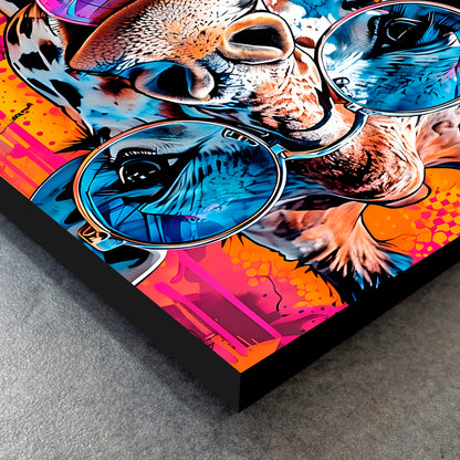 CUADRO DE MADERA SIN MARCO JIRAFA PALETA COLORES ARTE