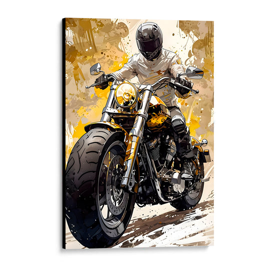 CUADRO DE MADERA SIN MARCO MOTOCICLISTA MOTO ILUSTRACIÓN
