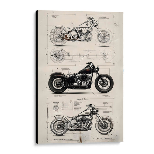 CUADRO DE MADERA SIN MARCO BOCETOS MEDIDAS MOTO CHOPPER