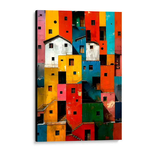 CUADRO DE MADERA SIN MARCO FOTOGRAFÍA CASAS DE COLORES
