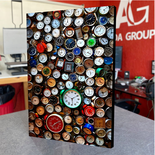 CUADRO DE MADERA SIN MARCO FOTOGRAFIA RELOJES COLORES