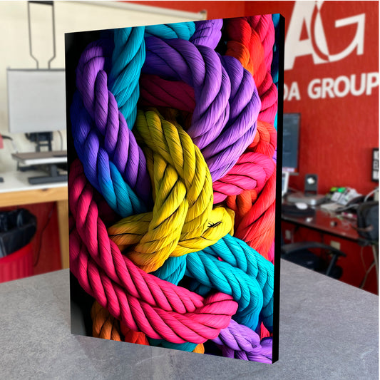 CUADRO DE MADERA SIN MARCO ESTAMBRES CUERDAS COLORES TEXTURA