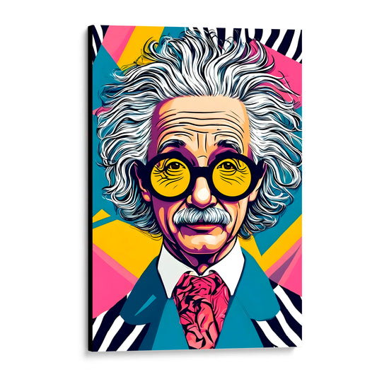 CUADRO DE MADERA SIN MARCO ALBERT EINSTEIN COLORES POP ART