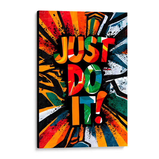 CUADRO DE MADERA SIN MARCO JUST DO IT SOLO HAZLO STREET ART