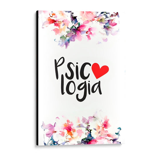 CUADRO DE MADERA SIN MARCO PSICOLOGÍA CORAZÓN Y FLORES