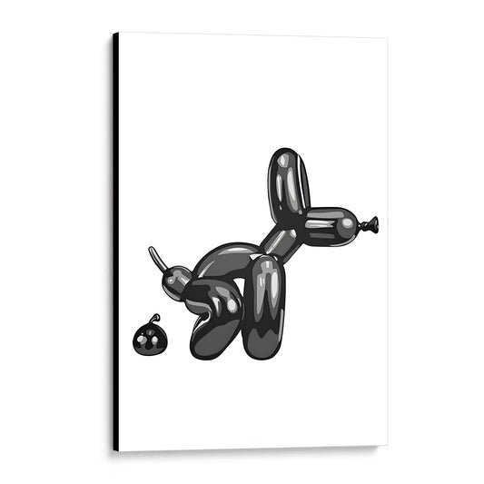 CUADRO DE MADERA SIN MARCO PERRO DE GLOBO NEGRO BAÑO